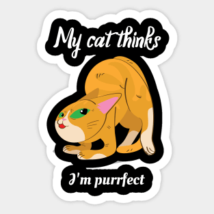 My cat thinks I am perfect Sticker